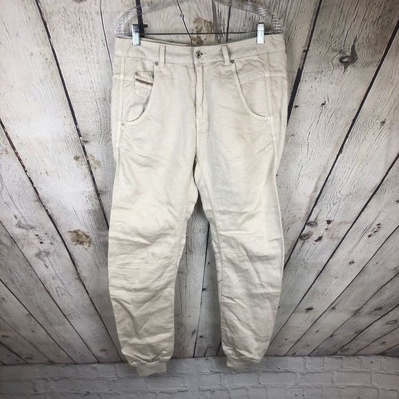 Diesel Pants - Diesel Industry Tan Linen Trousers/Pants/Jogger 28